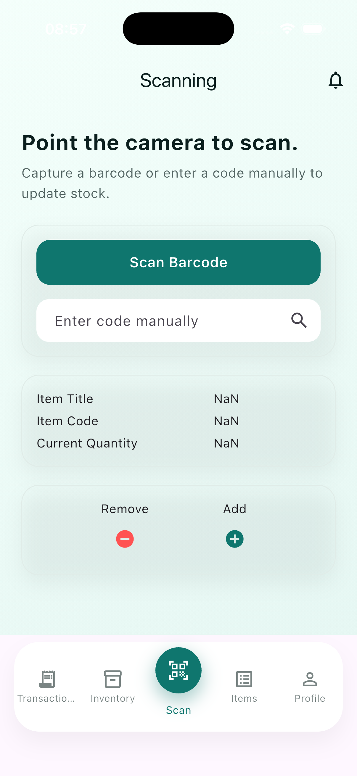 Scan screen